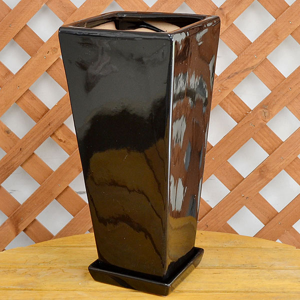 ロングスクエア陶器鉢S ブラック 7号サイズ