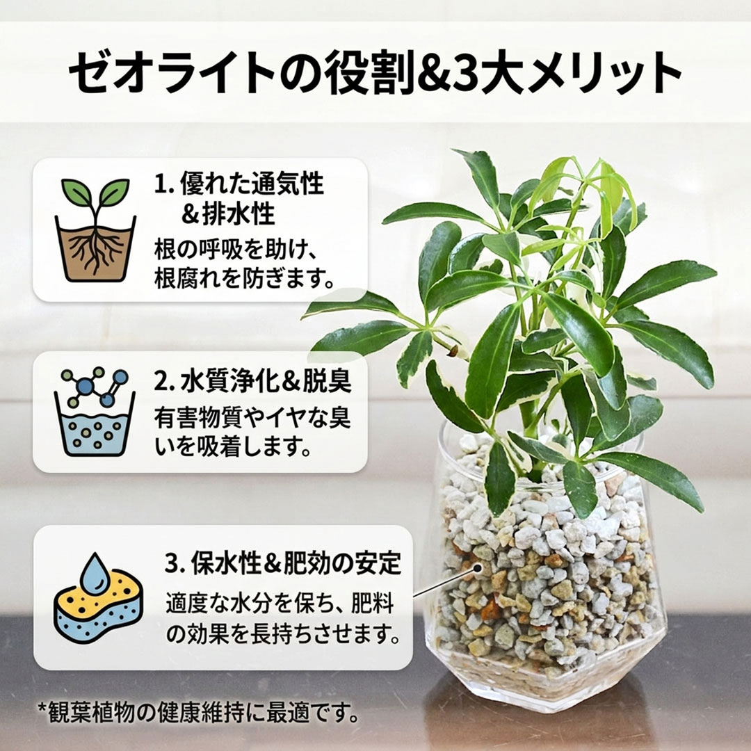 観葉植物 ハイドロカルチャー ヘキサグラス ゼオライト 3鉢セット ゼオライトの説明